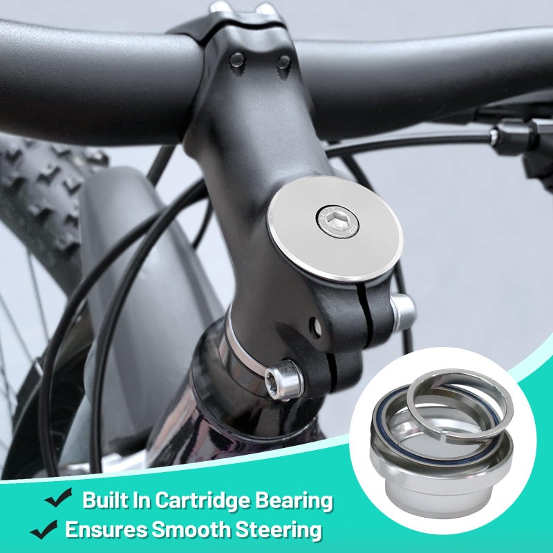 Tongze 1-1/8"" 34mm Bike Headset, MTB Headset Fits for Mountain Bike Road Bicycle with Bearing & Stem Cap(Silver) - Image 5